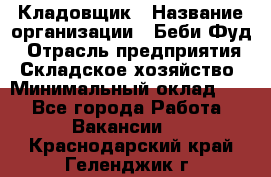 Кладовщик › Название организации ­ Беби Фуд › Отрасль предприятия ­ Складское хозяйство › Минимальный оклад ­ 1 - Все города Работа » Вакансии   . Краснодарский край,Геленджик г.